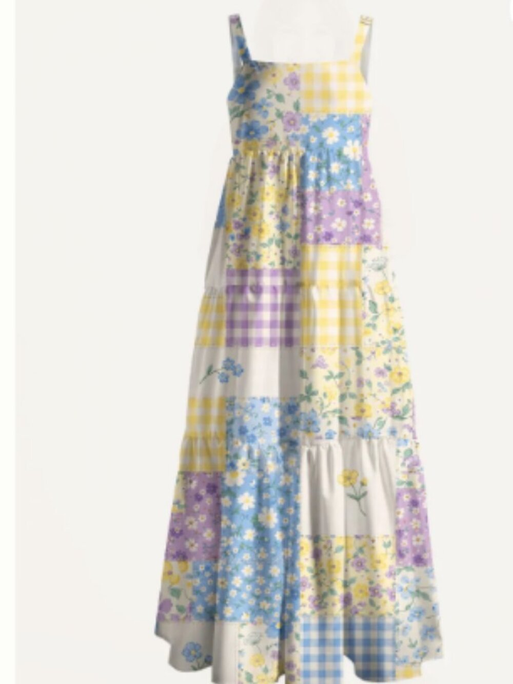 NWOT Patchwork Floral Maxi Dress XL Cottagecore Dress Pockets - Picture 4 of 4